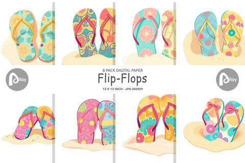 Digital Paper Flip-Flops Digital Pattern artnoy 