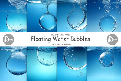 Digital Paper Floating Water Bubbles Digital Pattern artnoy 