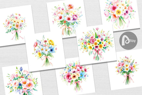 Digital Paper Floral Bouquets Digital Pattern artnoy 