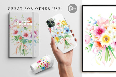 Digital Paper Floral Bouquets Digital Pattern artnoy 