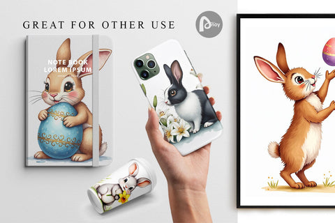 Digital Paper Floral Easter Bunny Digital Pattern artnoy 