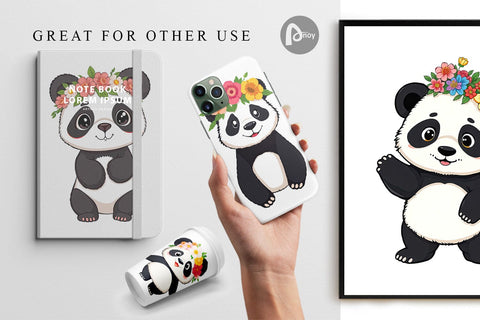 Digital Paper Floral Panda Digital Pattern artnoy 