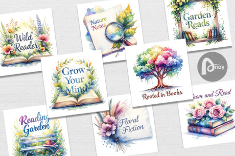 Digital Paper Floral Reading Quotes Digital Pattern artnoy 