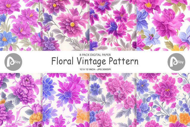 Digital Paper Floral Vintage Pattern Digital Pattern artnoy 
