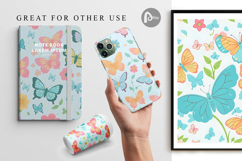 Digital Paper Flower and Butterfly Digital Pattern artnoy 