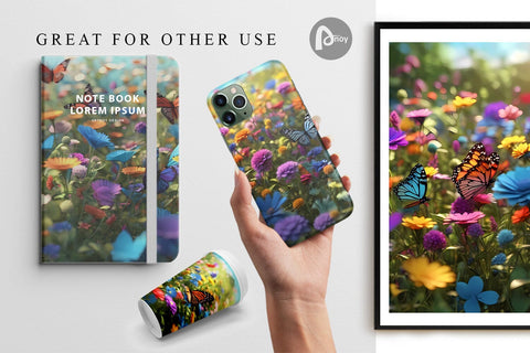 Digital Paper Flower and Butterfly Digital Pattern artnoy 