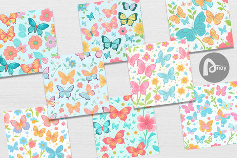 Digital Paper Flower and Butterfly Digital Pattern artnoy 