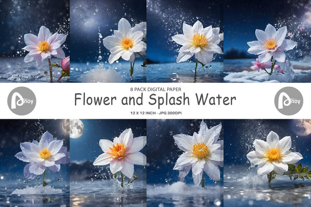 Digital Paper Flower and Water Digital Pattern artnoy 