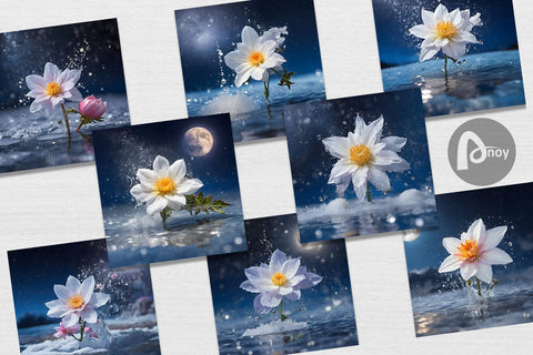 Digital Paper Flower and Water Digital Pattern artnoy 