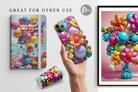 Digital Paper Flower Balloon Digital Pattern artnoy 