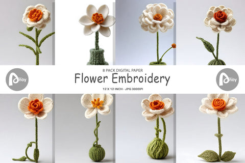 Digital Paper Flower Embroidery Digital Pattern artnoy 