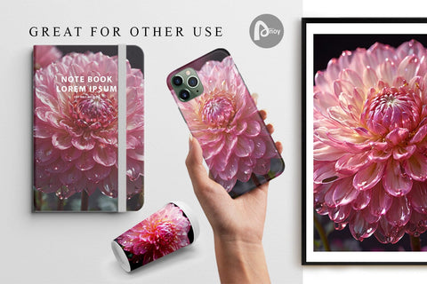 Digital Paper Flower Pink Dahlia Glitter Digital Pattern artnoy 