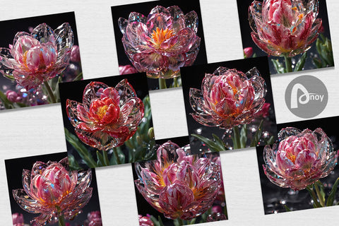 Digital Paper Flower Tulips Glitter Digital Pattern artnoy 