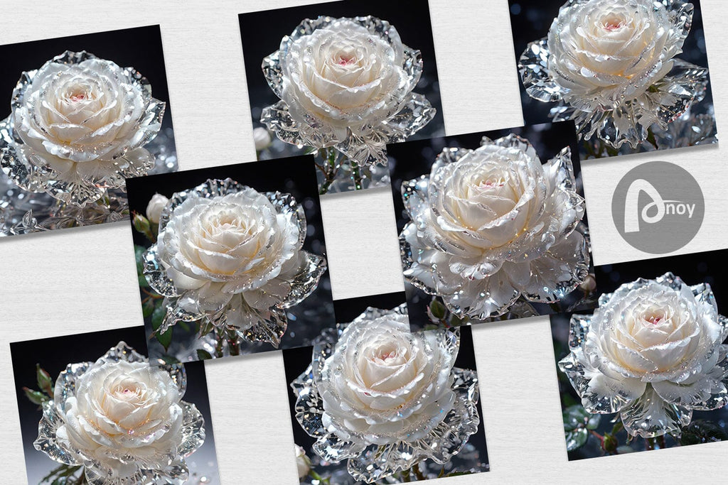 Digital Paper Flower White Rose Glitter - So Fontsy