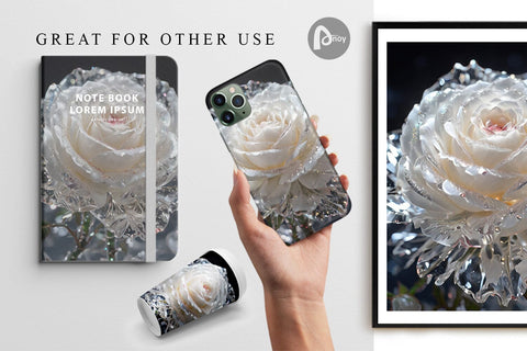 Digital Paper Flower White Rose Glitter Digital Pattern artnoy 