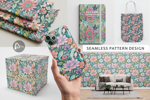 Digital Paper Flowers and Leaves Pattern Digital Pattern artnoy 