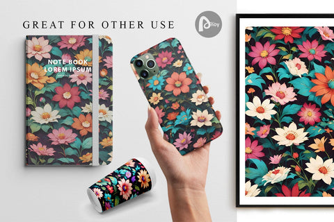 Digital Paper Flowers Colorful Digital Pattern artnoy 