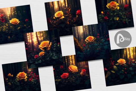 Digital Paper Flowers Middle Forest Digital Pattern artnoy 