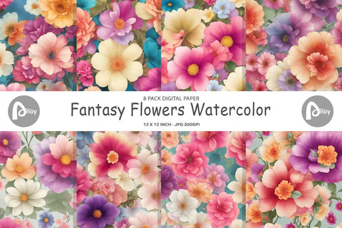 Digital Paper Flowers Watercolor Digital Pattern artnoy 