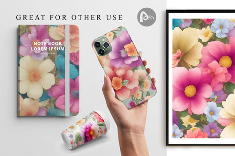 Digital Paper Flowers Watercolor Digital Pattern artnoy 