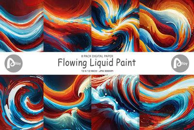 Digital Paper Flowing Liquid Paint Digital Pattern artnoy 