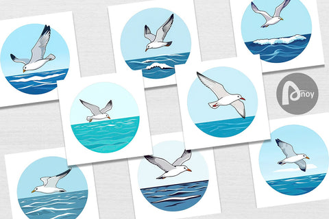 Digital Paper Flying Seagull Digital Pattern artnoy 