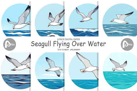 Digital Paper Flying Seagull Digital Pattern artnoy 