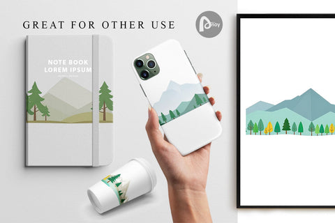 Digital Paper Forest and Mountain Digital Pattern artnoy 