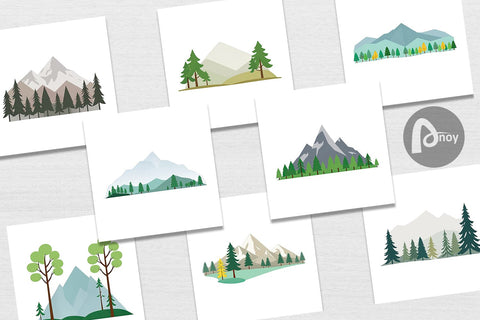 Digital Paper Forest and Mountain Digital Pattern artnoy 