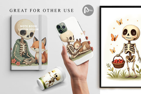 Digital Paper Forest Familiar Skeletons Digital Pattern artnoy 