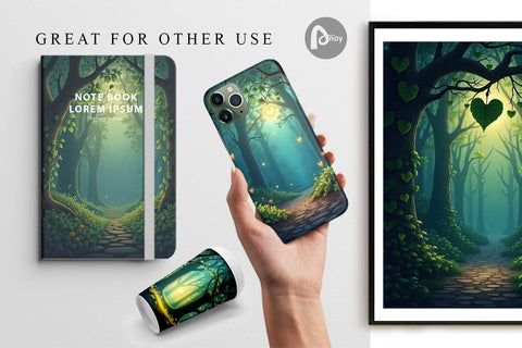 Digital Paper Forest Heart Digital Pattern artnoy 