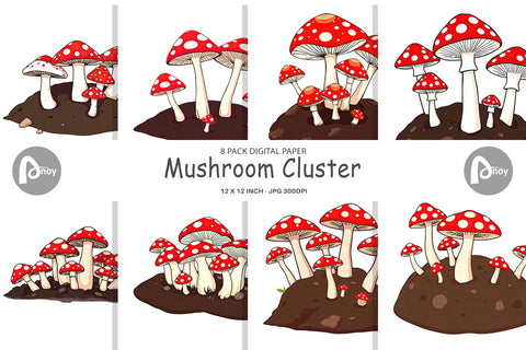 Digital Paper Forest Mushrooms Digital Pattern artnoy 