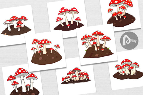 Digital Paper Forest Mushrooms Digital Pattern artnoy 