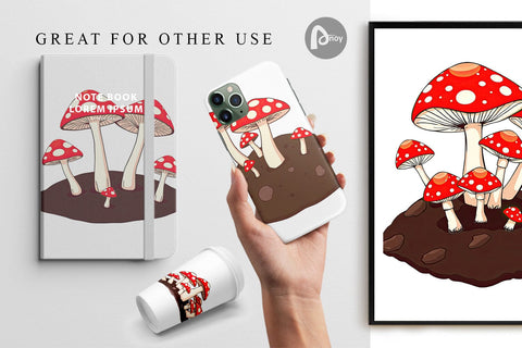 Digital Paper Forest Mushrooms Digital Pattern artnoy 