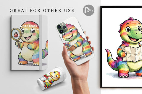 Digital Paper Forest Scout Dino Watercolor Digital Pattern artnoy 