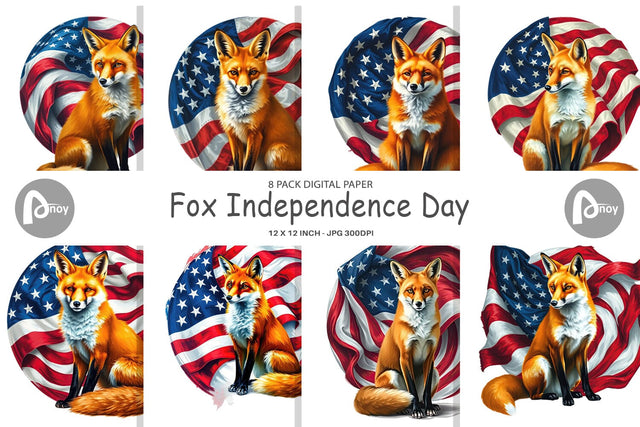 Digital Paper Fox 4th of July Digital Pattern artnoy 