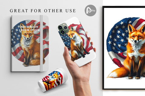 Digital Paper Fox 4th of July Digital Pattern artnoy 