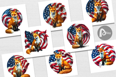 Digital Paper Fox 4th of July Digital Pattern artnoy 