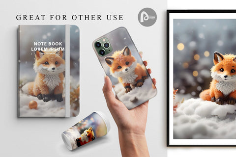 Digital Paper Fox Christmas Digital Pattern artnoy 