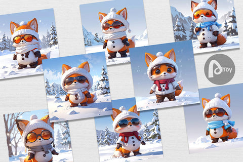 Digital Paper Fox Christmas Digital Pattern artnoy 