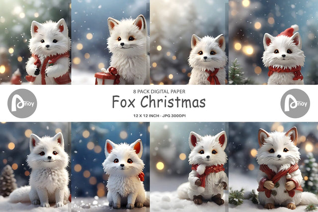 Digital Paper Fox Christmas Digital Pattern artnoy 