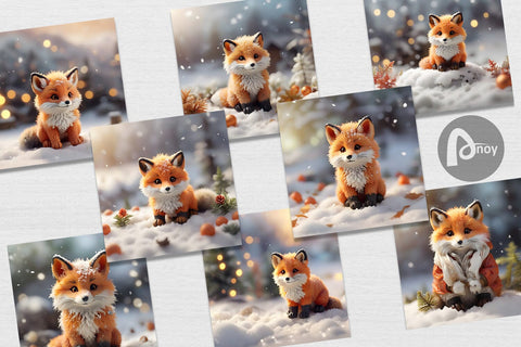Digital Paper Fox Christmas Digital Pattern artnoy 