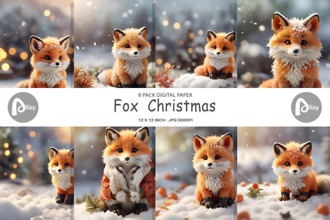 Digital Paper Fox Christmas Digital Pattern artnoy 