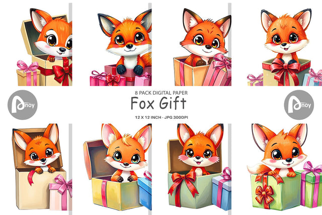 Digital Paper Fox Gift Digital Pattern artnoy 