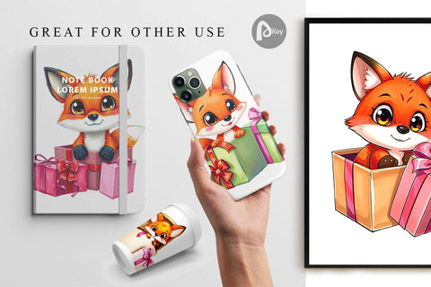 Digital Paper Fox Gift Digital Pattern artnoy 