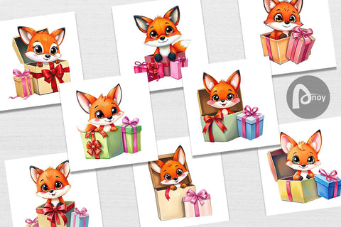 Digital Paper Fox Gift Digital Pattern artnoy 