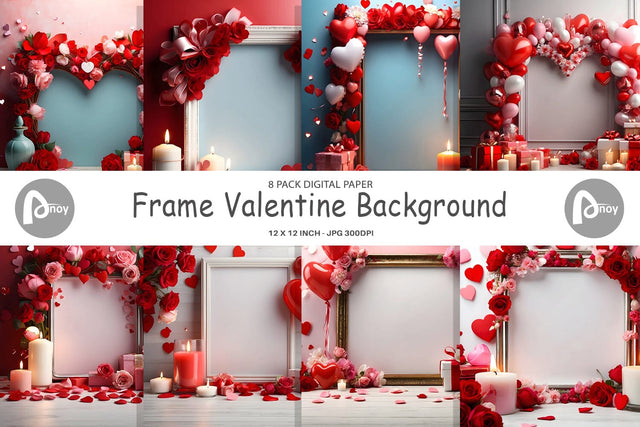 Digital Paper Frame Valentine Digital Pattern artnoy 