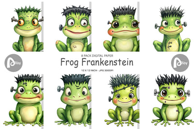 Digital Paper Frankenstein Frog Digital Pattern artnoy 