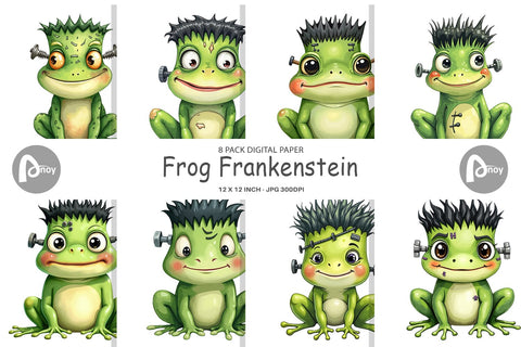 Digital Paper Frankenstein Frog Digital Pattern artnoy 