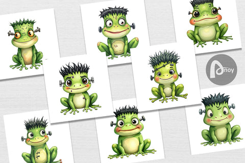 Digital Paper Frankenstein Frog Digital Pattern artnoy 